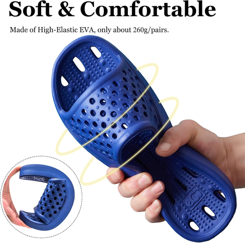Mens Shower Shoes with Holes Dry Quickly Bath Slippers Womens Non Slip Indoor Ho - Picture 2 of 5