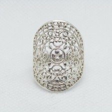 Beautiful Sterling Silver 925 Large Filigree Ring Size 8 K651