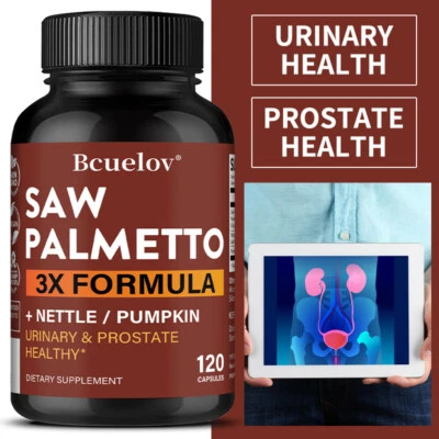 BCUELOV Saw Palmetto 3x Formula Capsules Healthy Urinary System & Prostate Health