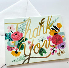 RIFLE PAPER CO. Greeting Card  Envelope - MINT GARDEN THANK YOU Metallic Blank