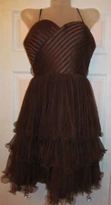 ASPEED brown silk chiffon layered wavy edge ruffled cupcake dress M worn once