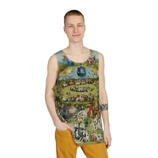 Hieronymus Bosch Garden Earthly Delights Art Men's Tank Top Graphic Tee Shirt