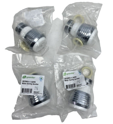 Lot Of 4, Greenlite, Sink Faucet Water Saving Aerator Silver 1.5 GPM, CH/SWVL