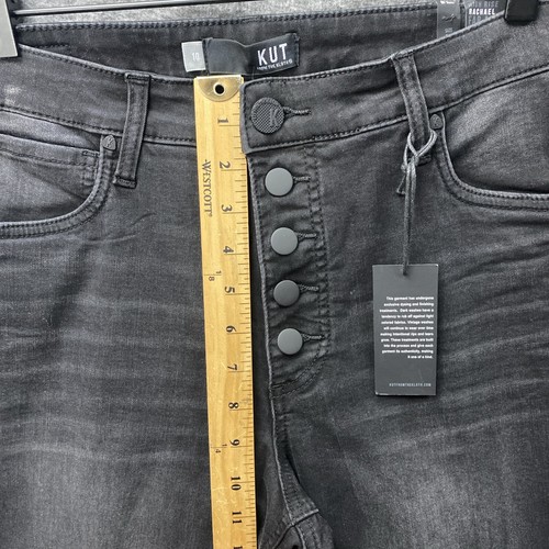 Kut from the Kloth Rachael Fab Ab Mom Jeans Women's 10 Black Stretch Denim NEW - Imagen 4 de 11