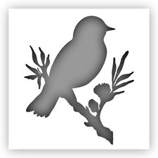 Bird on Branch 2 Stencil - Choose a Size - Laser-Cut Reusable Plastic