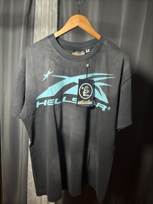 Hellstar Sports Core Logo T-Shirt 'Black/Aqua Blue' Size M