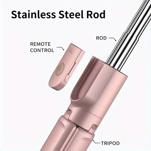 Pink Extendable Bluetooth Wireless Remote Selfie Stick Phone Tripod for iPhone - Picture 5 of 13