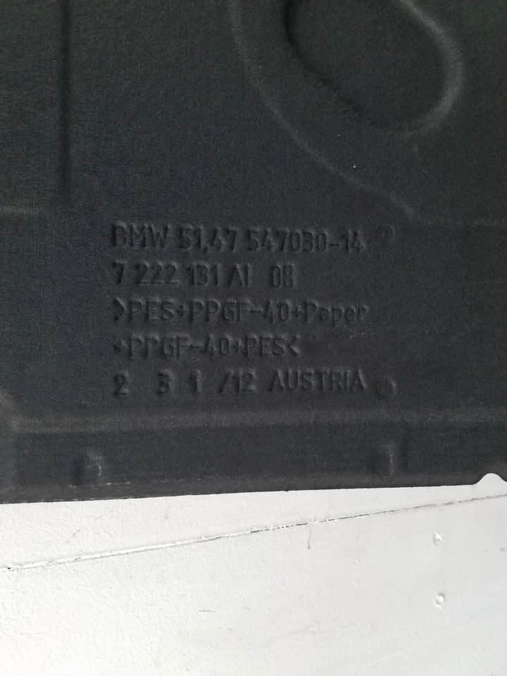 2013 BMW M5 F10 Trunk Carpet Floor Trim Panel #3439 A9 - Image 3 of 3