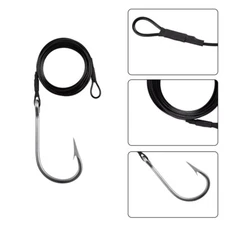 Shark Rig Stainless Steel Fishing Hook 400LB Nylon Coated Cable Leader Rigging