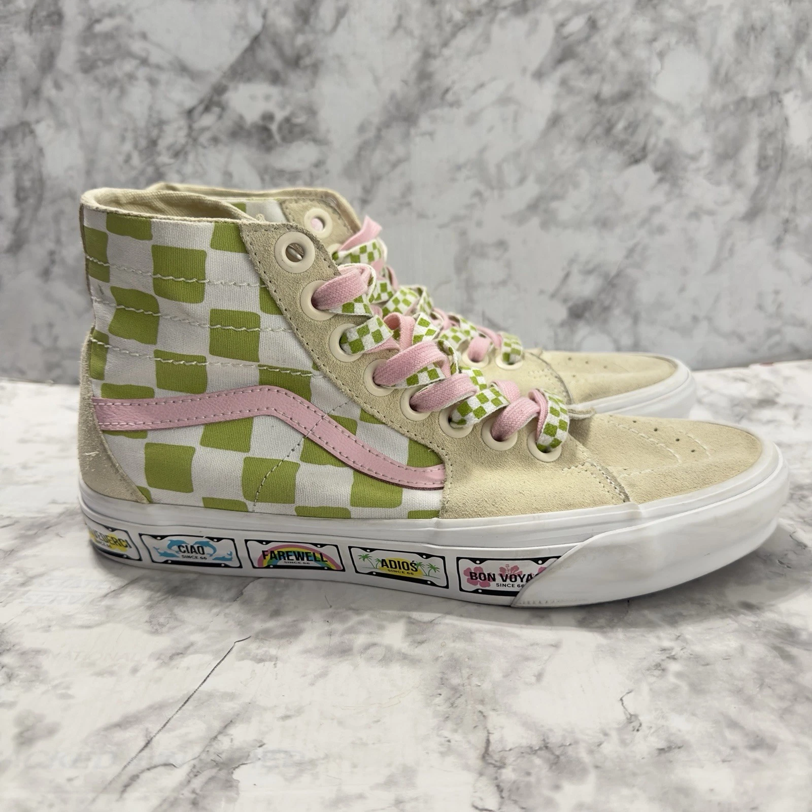 Vans Sk8 Hi Emma Mulholland pattino a scacchi uomo 9 donna 10 5 scamosciato in vacanza