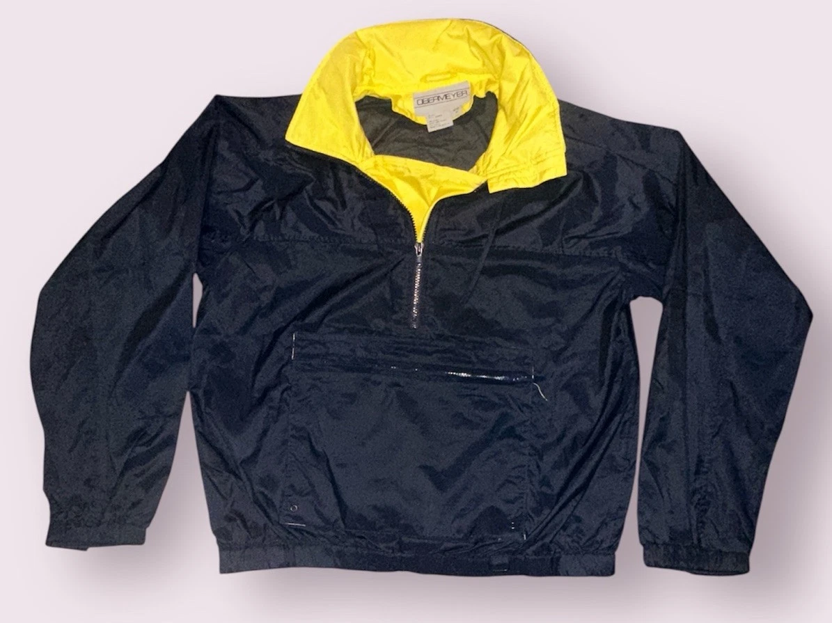 VTG Obermeyer Skipper Pullover Jacket Unisex M Navy 90s Ski Anorak Retro *READ