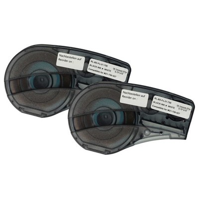 2x Schriftband für Brady BMP21-LAB BMP21 Schwarz/Weiß Vinyl 19,05mm 4,27m