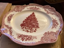 Johnson Brothers Old Britain Castles Pink Christmas Tree Serving Platter 12" NOS