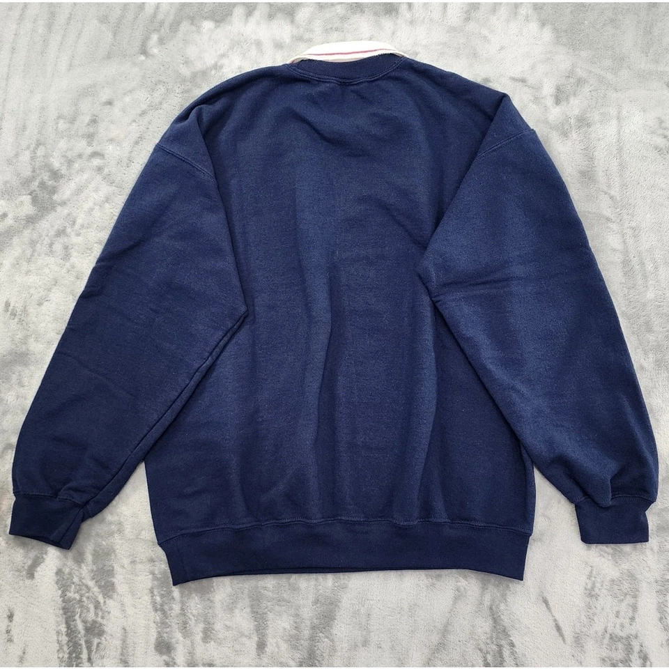 Sudadera Vintage Gildan Mujer L Azul Bordado Cuello Pullover Informal Años 90 Foto 4 de 4