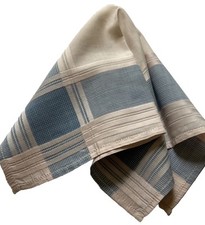 Vintage Pocket Square Handkerchief Cotton Silk 10  Pink Blue Plaid Woven Hanky