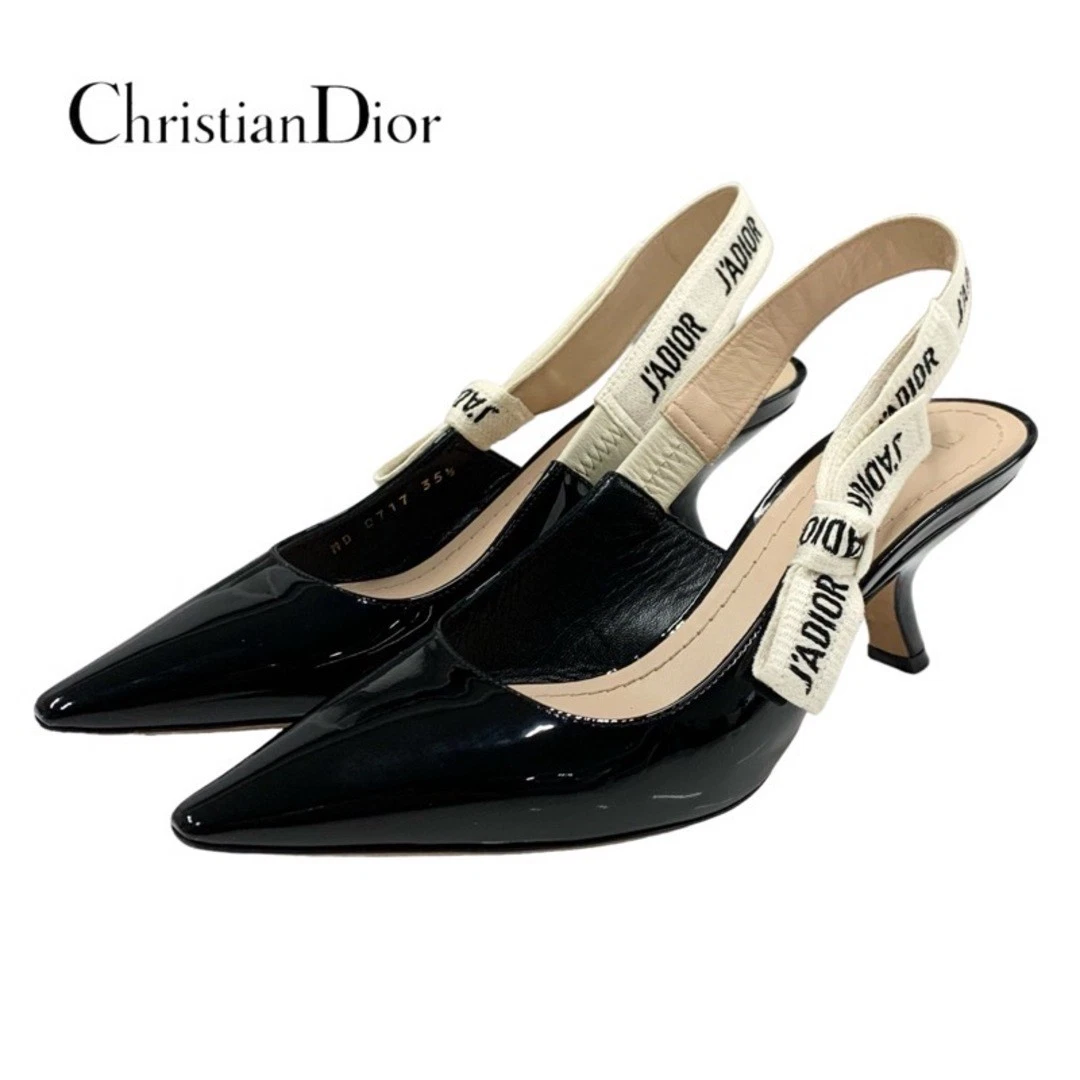 Chaussures escarpins Dior Christian JADIOR noir verni blanc sandales occasion TIEE 0