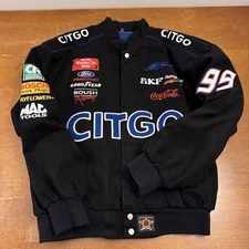 Vintage CITGO Racing Jacket Mens Large Black Snap 90s NASCAR Jeff Hamilton