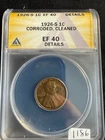 1926-S Lincoln Wheat Cent Penny 1c ANACS XF 40 EF EF40 XF40 Scarce Details 1186