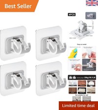 Easy Install Self-Adhesive Curtain Rod Brackets - 4 Pcs White Home Essentials