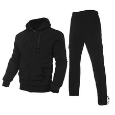 men's tracksuit sets outfit Activewear Full Zip fleece hoodie jacket cargo sw...