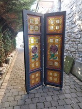 Paires de fenêtres à deux vantaux en vitrail Art déco xx siècle 1,94m/0,57m.