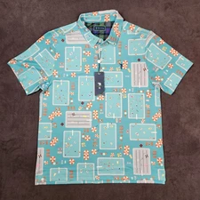 William Murray Fish Outta Water Golf Stretch Polo Shirt Blue Mens Large