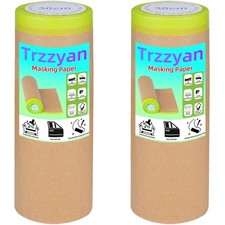 2 Rolls Pre-Taped Masking Paper for Painting 12" X 50 feet Tape Drape Car Auto