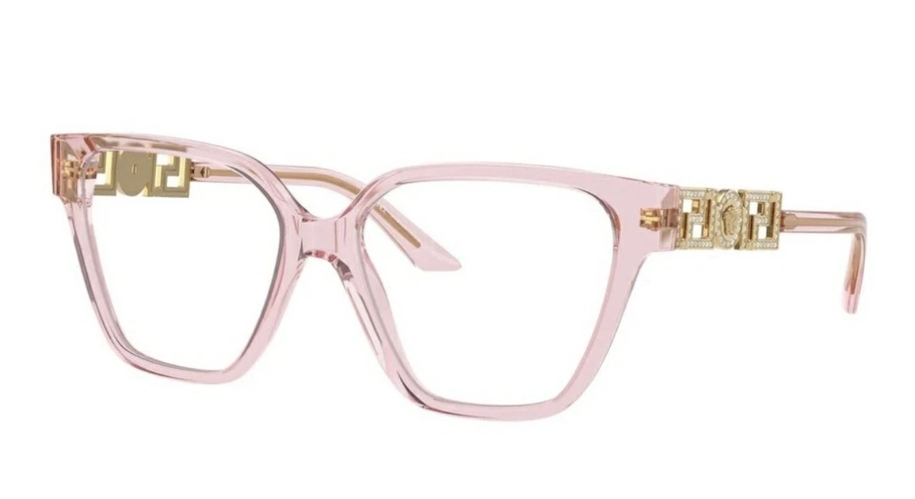 Versace VE3358B 5472 Transparent Pink 54 mm Demo Lens Woman's Eyeglasses 
