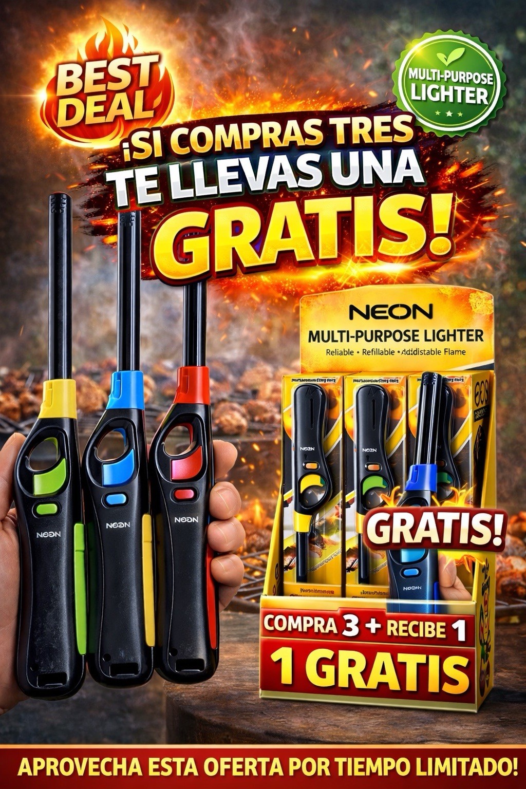 Refilable - Long Neck Adjustable Flme. ( Buy 3 Get 1 Free)
