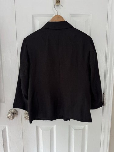 Talbots 14P Womens Black Irish Linen Blazer Jacket Button Front Lined - Picture 3 of 9