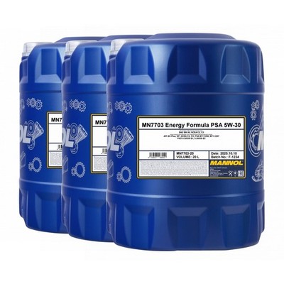 MANNOL 7703 Energy Formula PSA SAE 5W-30 Motoröl PSA B71 2290, 3x20 Liter