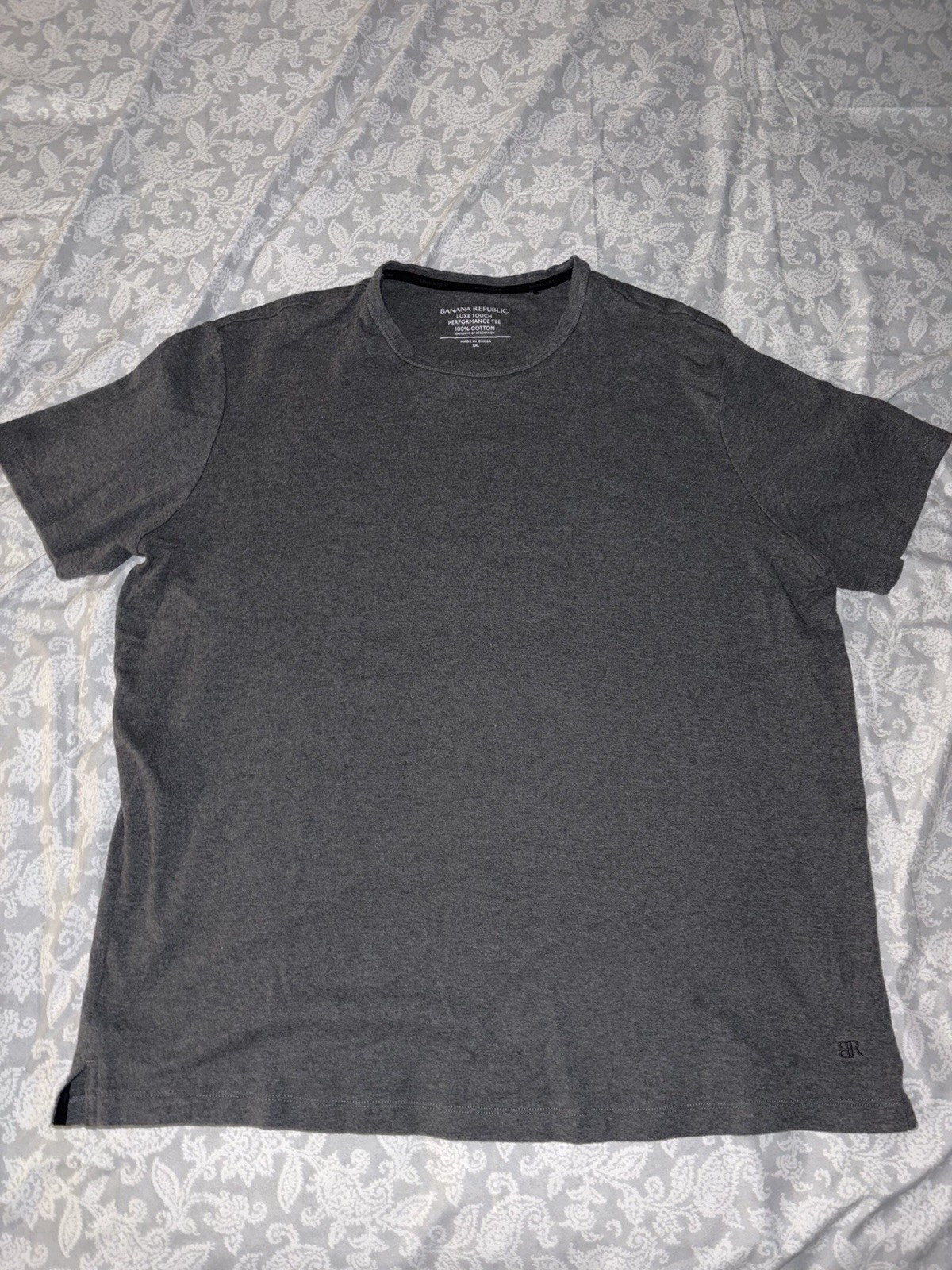 Banana Republic Hombre Gris Cuello Redondo Manga Corta XXL Tacto de Lujo