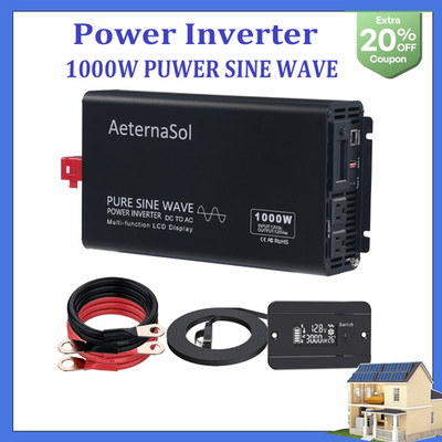1000W Pure Sine Wave Power Inverter DC 12V to AC 110V 120V Car RV Converter US
