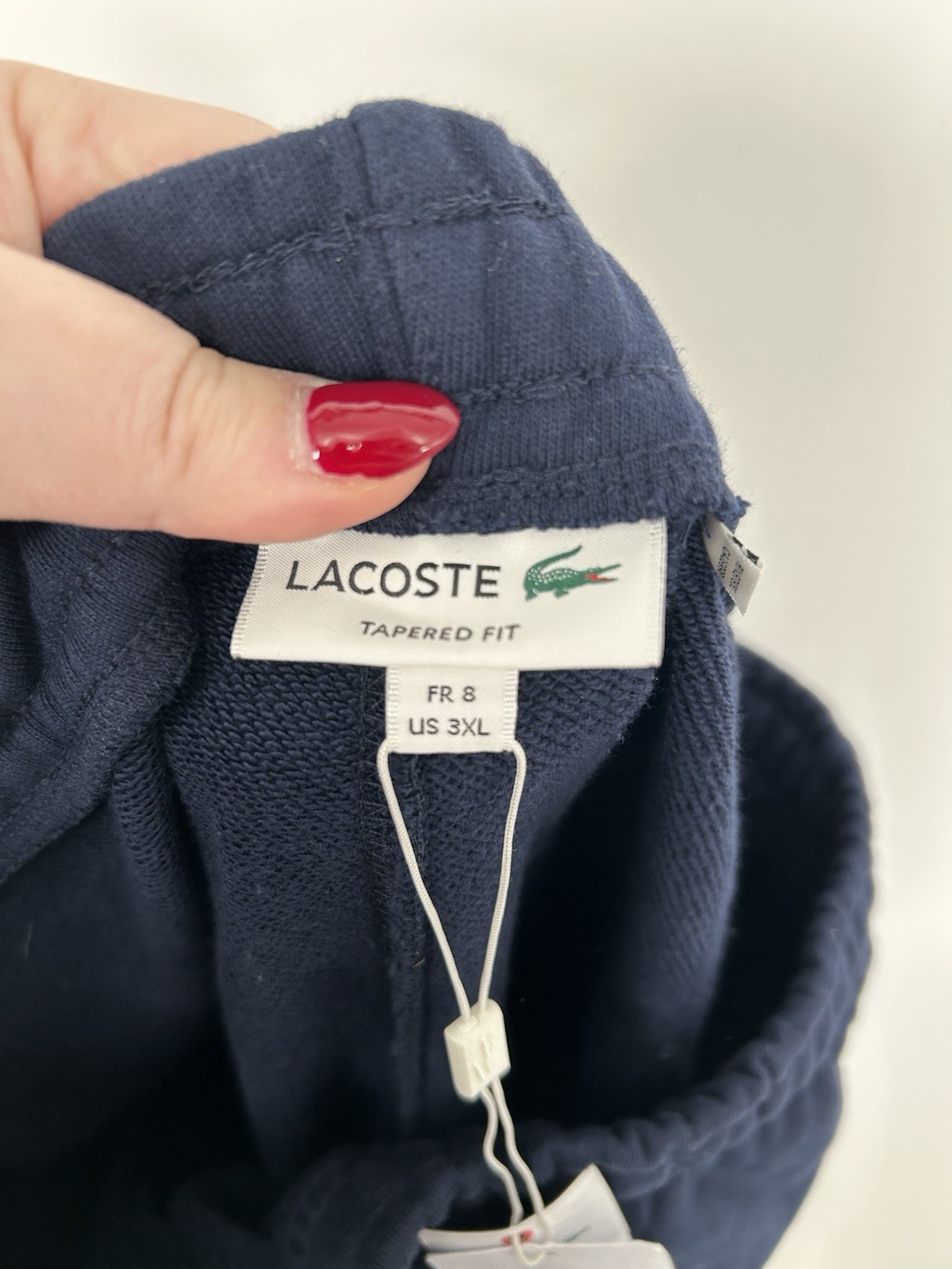 Lacoste Tapered Fleece Pants Joggers Sweatpants Navy Blue Drawstring Mens 3XL thumbnail 4