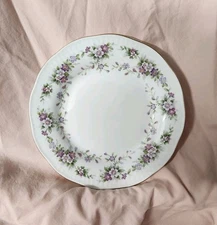 Elizabethan Chantilly Fine Bone China Bread And Butter Plates Violets Gold