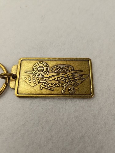 Vintage Ford Racing UAW United Auto Workers Brass Keychain - Picture 3 of 5