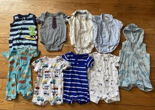 LOT of 9 Carter's 6 month Summer Rompers  Dress Shirt Bodysuits  PJ's LOOK 