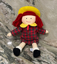 Eden Madeline Plush Doll 1994 Red Plaid Dress Yellow Hat Yarn Hair Small