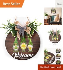 St Patrick's Day Door Sign Welcome Gnome Door Decor Hanging Green Shamrock Si...