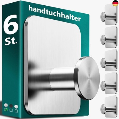 4smile Handtuchhalter ohne Bohren, Silber - 6 Stück Badezimmer Handtuchhalter, 