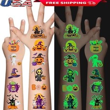 Luminous Halloween Tattoos Kids Party 50pcs Glow in the Dark Temporary Stickers