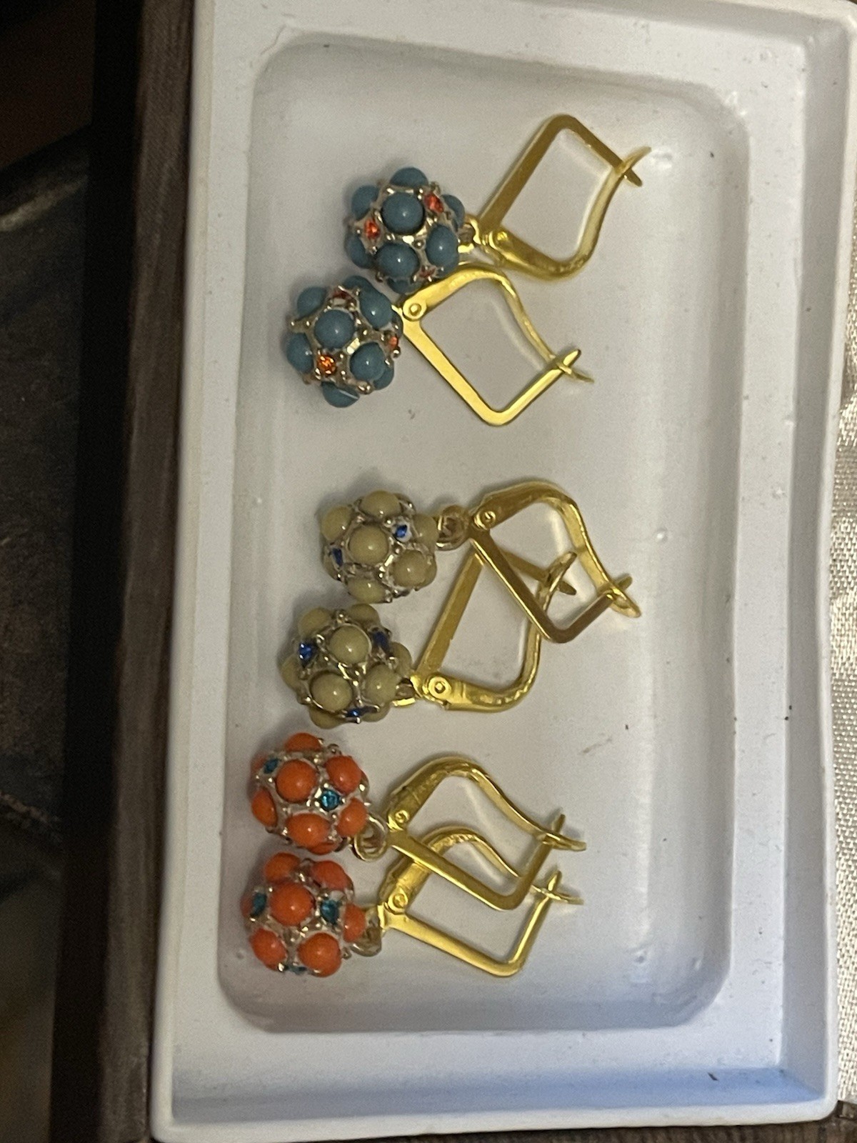 Vintage Set Bumpy Orb Dangle Earrings Unique/Rare - image 2