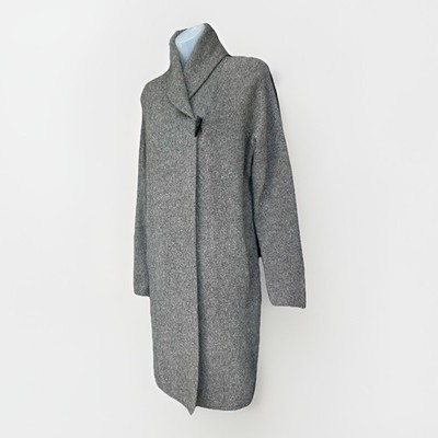 Adrienne Vittadini Wool Yak Wrap Cardigan Sweater Womens Sz Small Gray Duster
