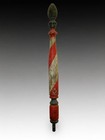 ORIGINAL ANTIQUE 1800'S ORNATE WOODEN BARBER POLE TRADE SIGN RED WHITE BLUE — photo 3