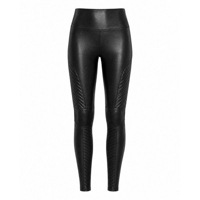 Spanx Faux Leather Moto Leggings Very Black High Waisted Size Large 20136R