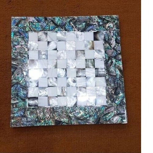 15" White Marble Chess Board Abalone Shell Inlay Handmade Chess Set Home Decor - Picture 4 of 8