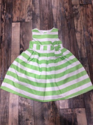 NWT Gymboree Lawn Party White And Green Striped Pleated Easter Dress Girls  3t | eBay