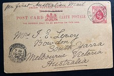 1905 British Post Shanghai China Stationery Postcard Cover to Victoria Australia