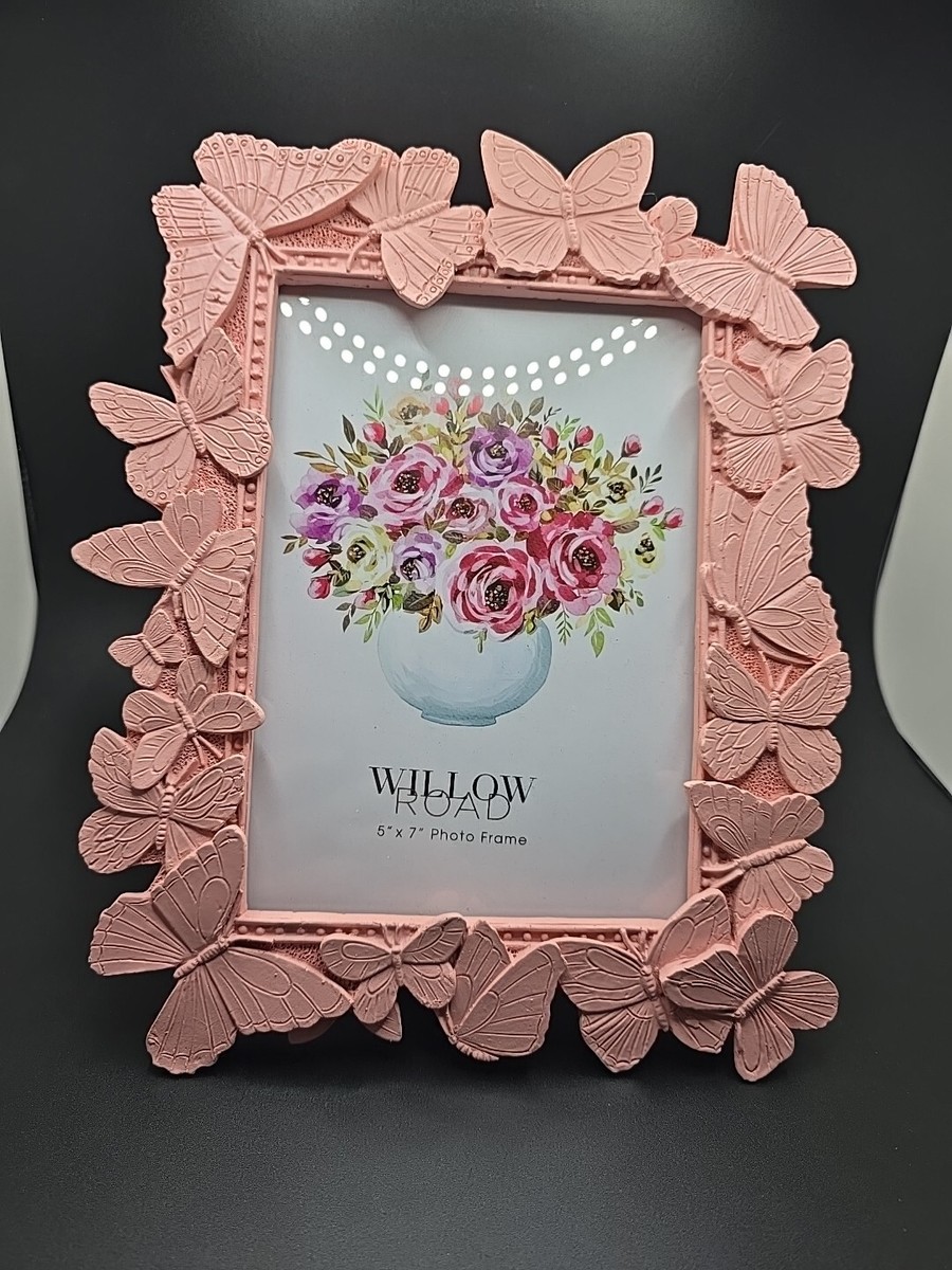 Willow Road 5x7 In Beautiful Pink Butterfly Shape Resin Photo