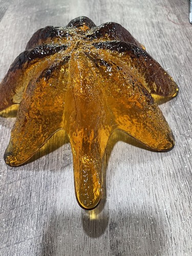 Blenko Handcrafted Textured Amber Art Glass Eight Fingered Decorative Candy Dish - Picture 7 of 10
